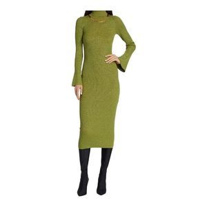 Ronny Kobo Green Chariuna Rib Knit Turtleneck Dress Size Small NWT